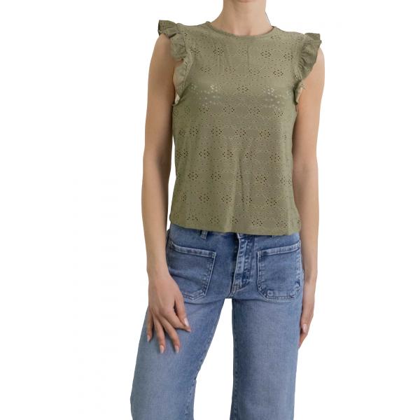 Maglia con volant e ricami Only